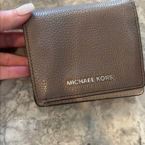 Michael Kors Gray Key Card Holder Pebbled Leather